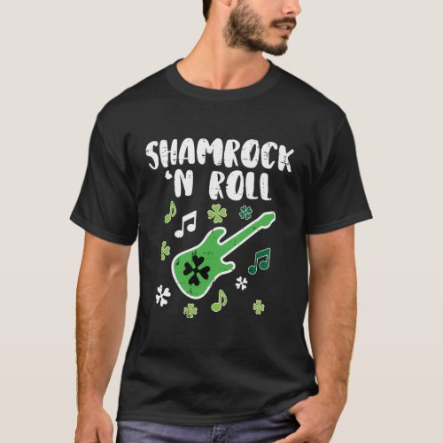 Shamrock N Roll Guitar St Patricks Day Guitarist M T_Shirt