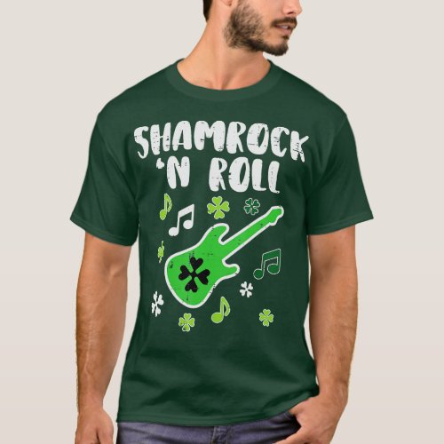 Shamrock N Roll Guitar St Patricks Day Guitarist M T_Shirt