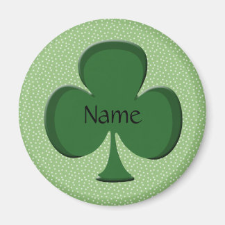 Shamrock Name Round Magnet Template - Irish Green