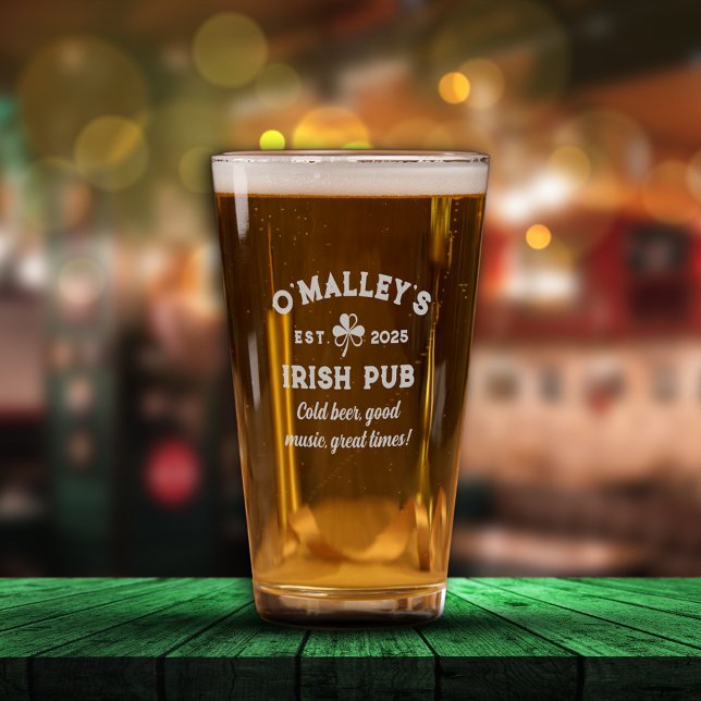 Shamrock Name Year Established Irish Pub Pint Glass (Creator Uploaded)