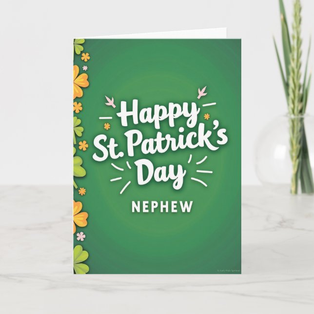 Shamrock Nephew Happy St Patricks Card (Front)