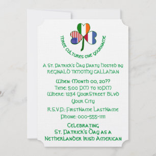 Shamrock Netherlands Ireland USA Personalize Text Invitation