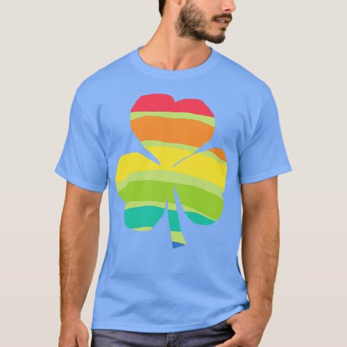 Shamrock of Rainbow Stripes for St Patricks Day T_Shirt