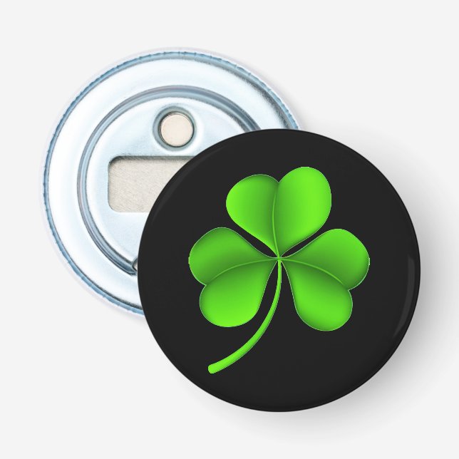 Shamrock On Black bocnt Bottle Opener (Front)