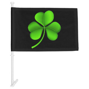 Shamrock on black cft car flag