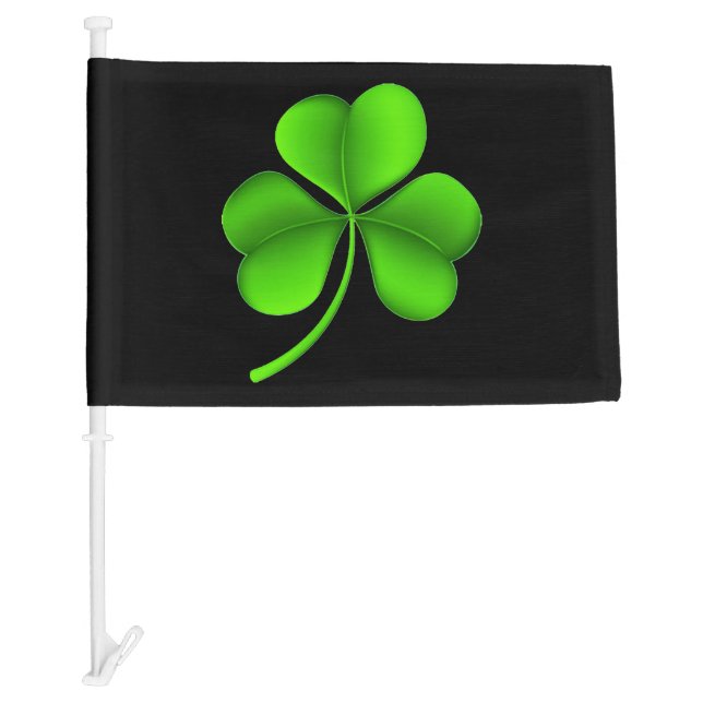 Shamrock on black cft car flag (Front)