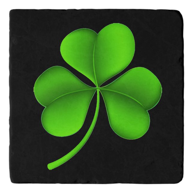 Shamrock on Black coastercnt Trivet (Front)