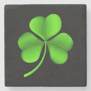 Shamrock On Black coastert Stone Coaster