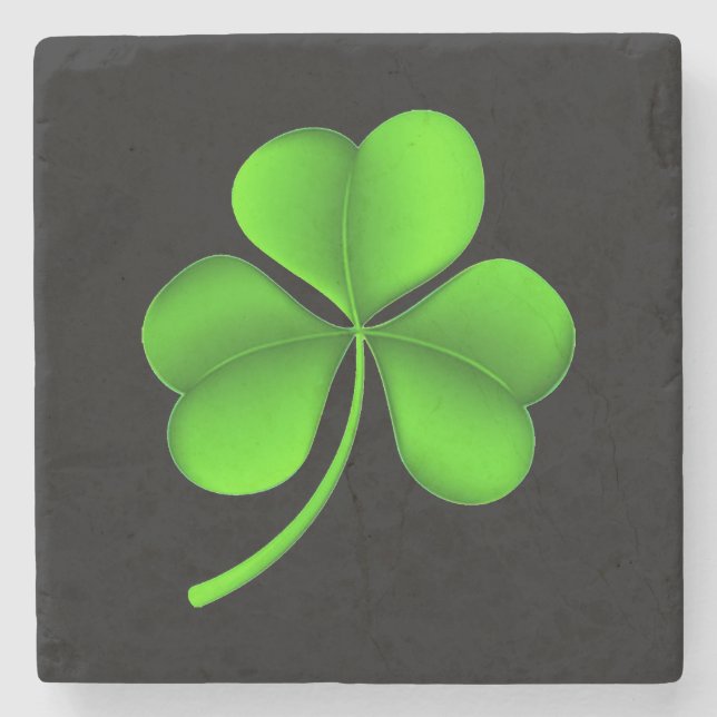 Shamrock On Black coastert Stone Coaster (Front)