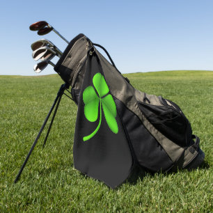 Shamrock On Black gtt Golf Towel