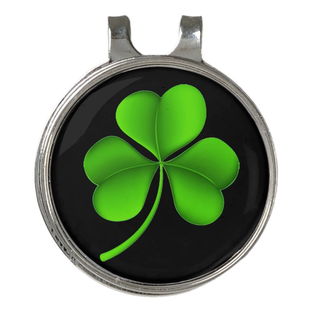 Shamrock On Black hccn Golf Hat Clip (Front)