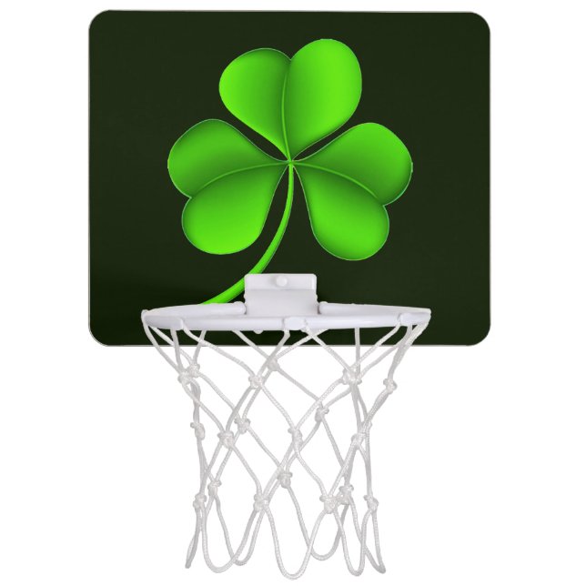 Shamrock on Dark Green bgcnt Mini Basketball Hoop (Front)