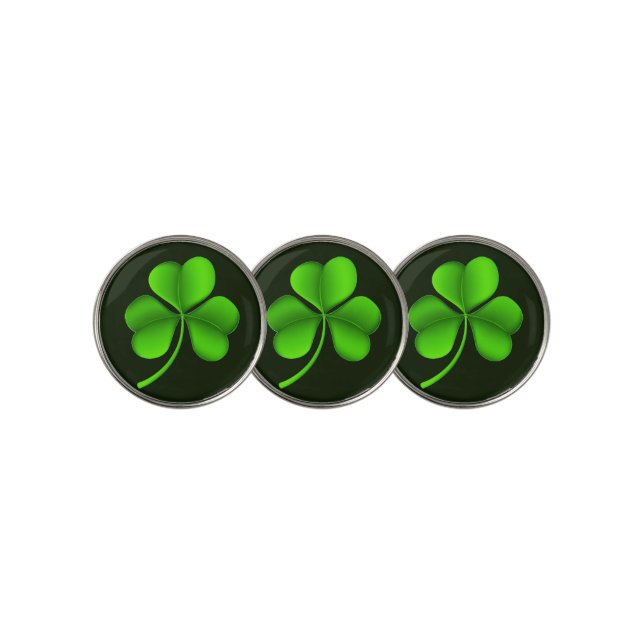 Shamrock on dark green bmt golf ball marker (3 Up)