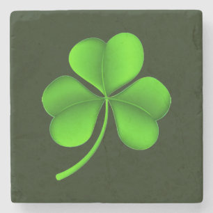 Shamrock On Dark Green coastercnt Stone Coaster