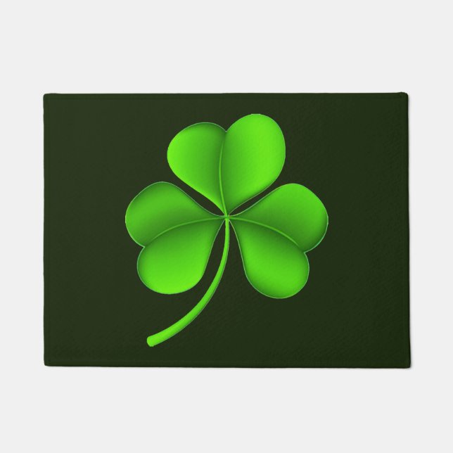 Shamrock on Dark Green dmcnt Doormat (Front)