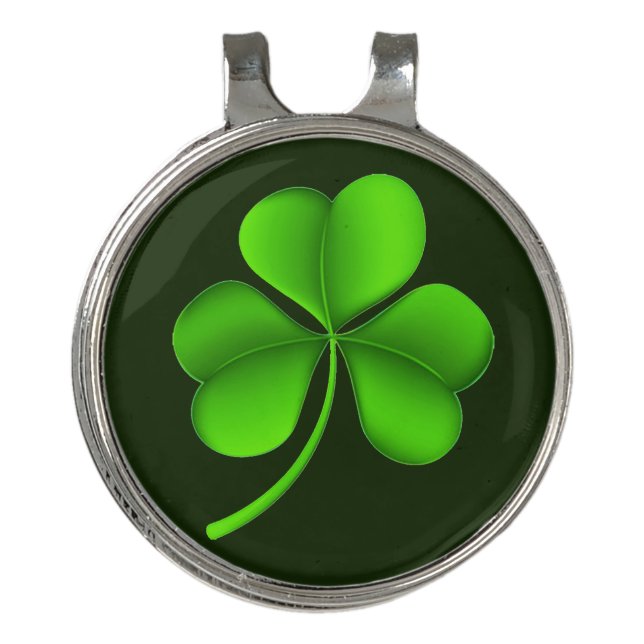 Shamrock On Dark Green hccny Golf Hat Clip (Front)