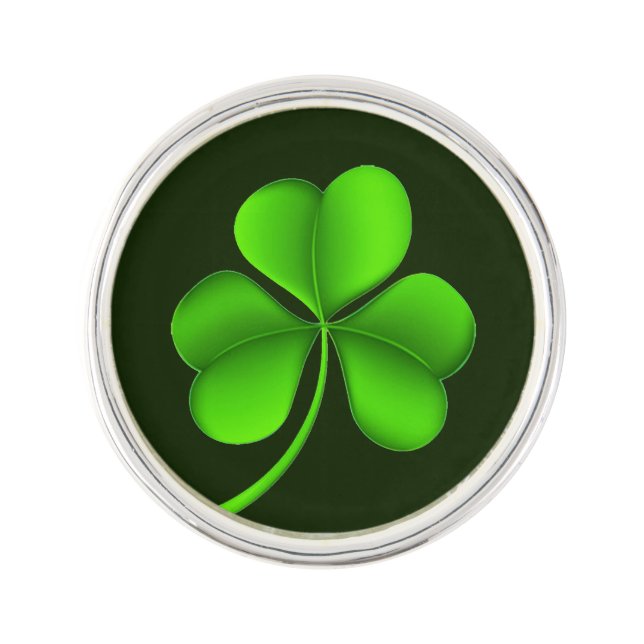 Shamrock on Dark Green lpcnt Lapel Pin (Front)