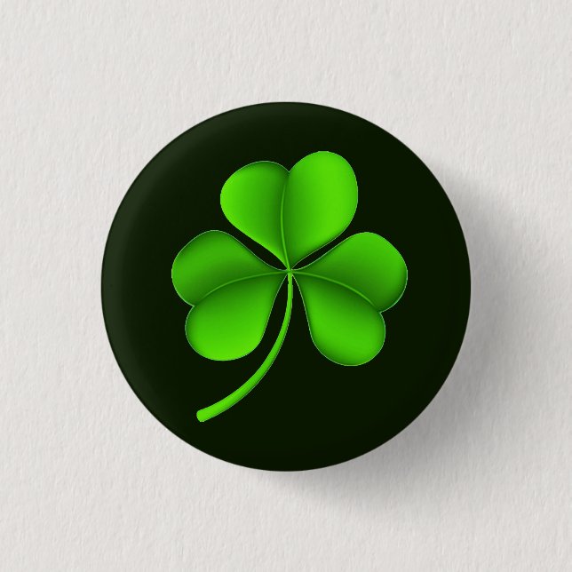 Shamrock on dark green pbcnt button (Front)