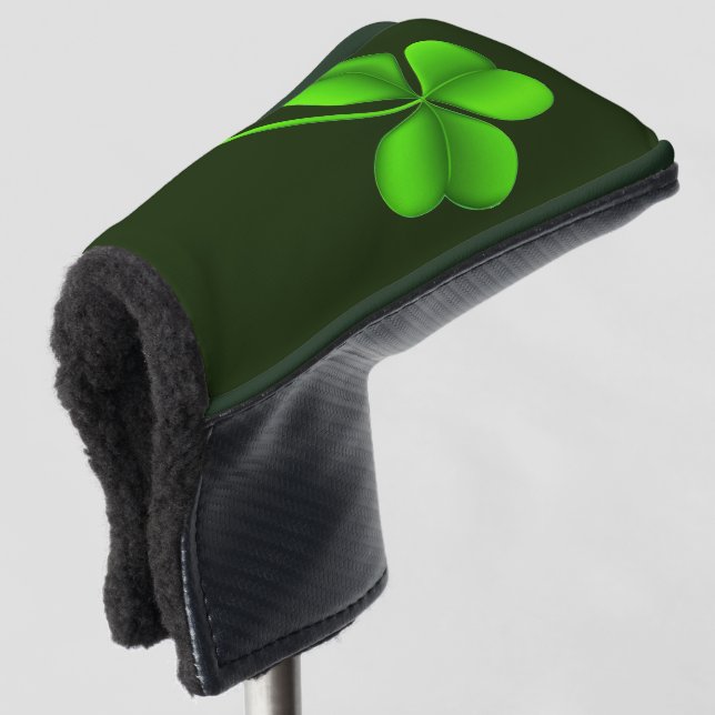 Shamrock on Dark Green pccnt Golf Head Cover (3/4 Front)