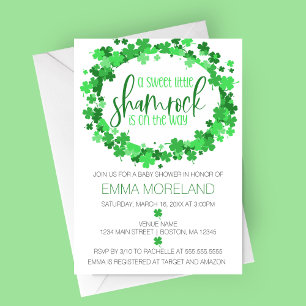 Shamrock on the way, St Patrick's Day Baby Shower Invitation