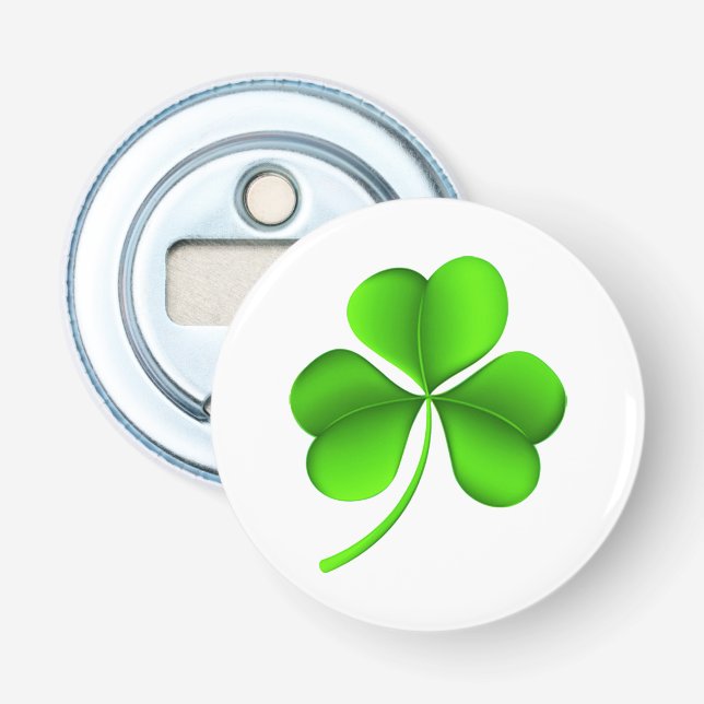 Shamrock On White bocnt Bottle Opener (Front)