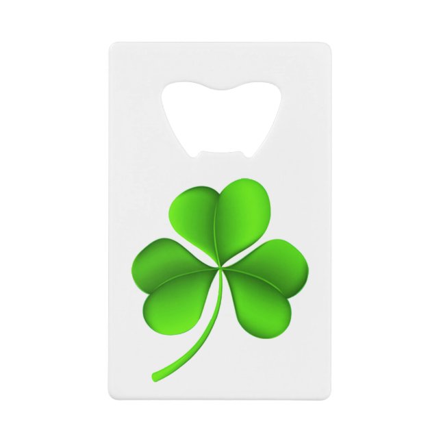 Shamrock On White bocnt Credit Card Bottle Opener (Front)