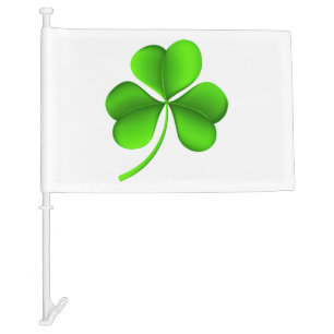 Shamrock on white cfcnt car flag