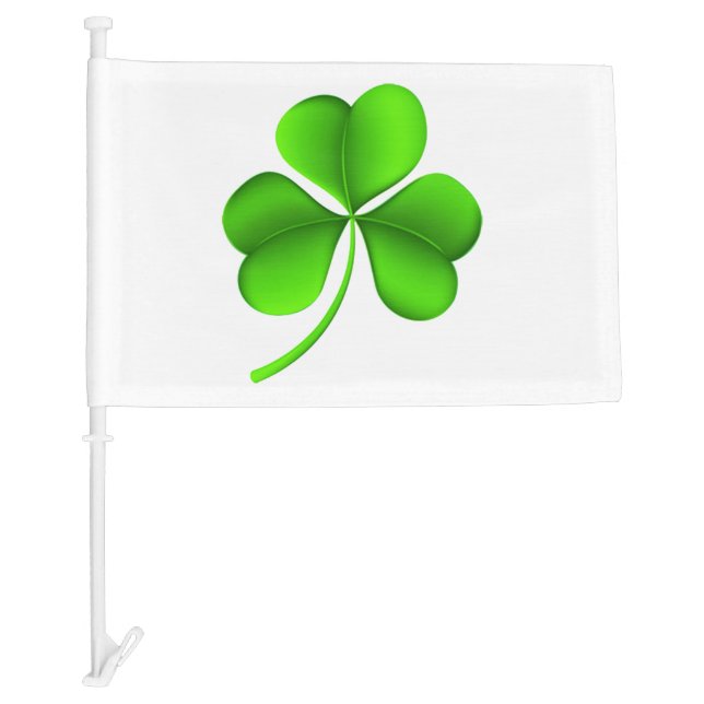 Shamrock on white cfcnt car flag (Front)