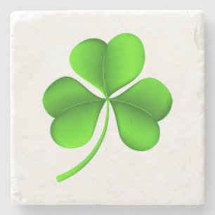 Shamrock On White coastercnt Stone Coaster