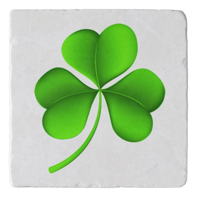 Shamrock on White coastercnt Trivet (Front)