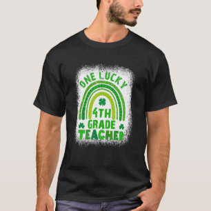 Shamrock One Lucky Teacher St Patricks Day Bleache T-Shirt