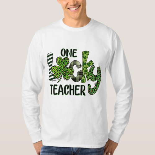 Shamrock One Lucky Teacher St Patricks Day Schoo T_Shirt