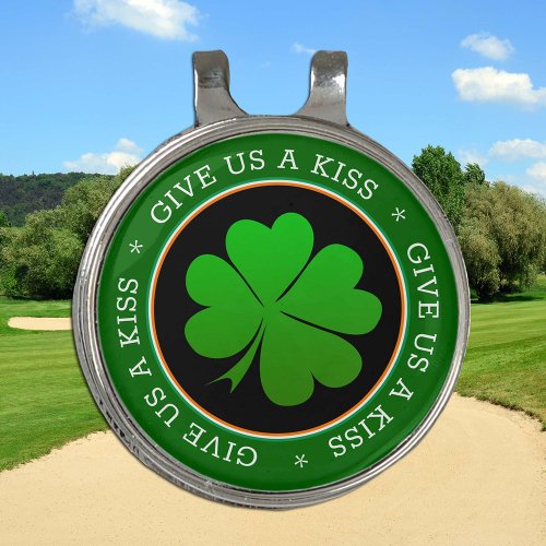 Shamrock Patriotic Ireland  Kiss Irish Flag Golf Hat Clip