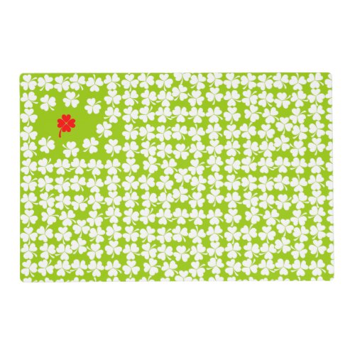 Shamrock pattern four leaf clover spring placemat