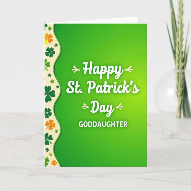 Shamrock Pattern Goddaughter Card (Front)
