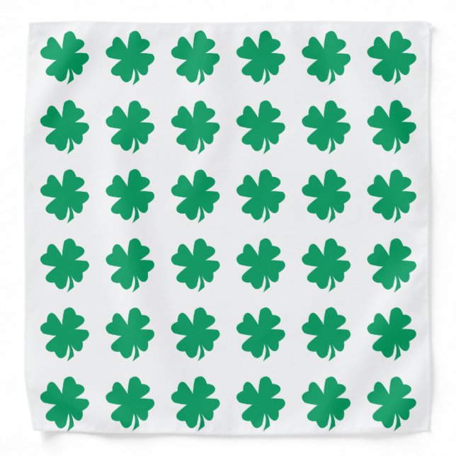 Shamrock Pattern Green White St Patrick's Day Bandana (Front)