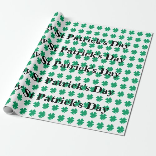 Shamrock Pattern Green White St Patricks Day Cute Wrapping Paper