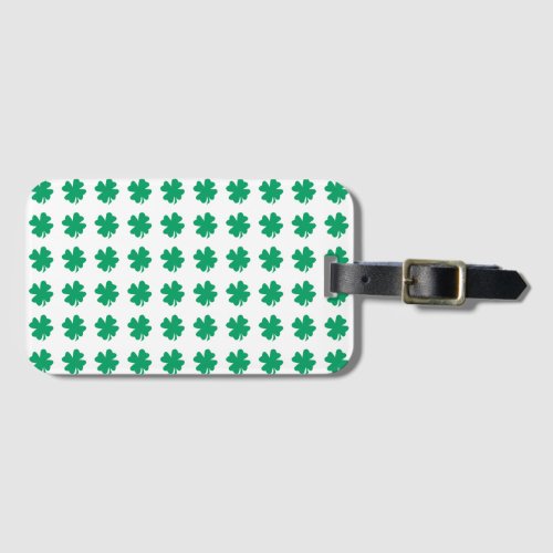 Shamrock Pattern Green White St Patricks Day Luggage Tag