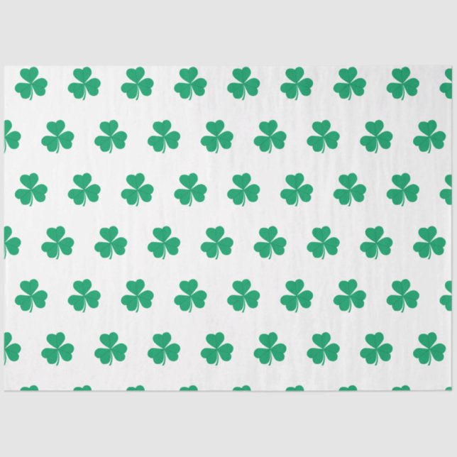 Shamrock Pattern Green White St. Patrick's Day Tissue Paper (Front)