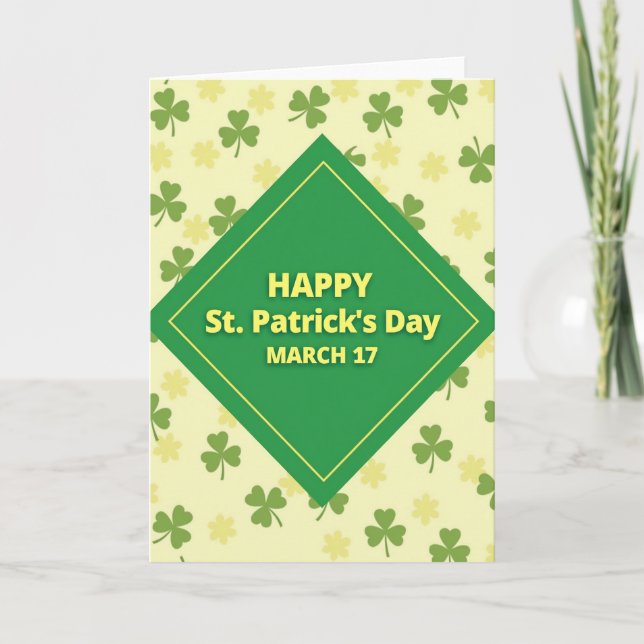Shamrock Pattern Happy St Patricks Card (Front)
