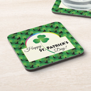 Shamrock Pattern Happy St. Patrick's Day Coaster