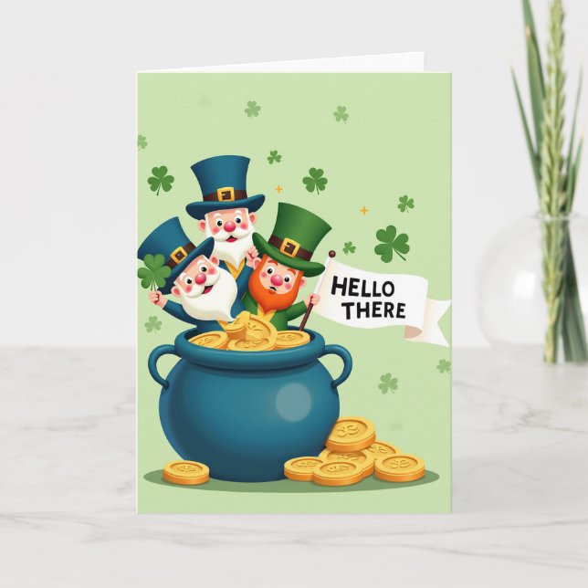 Shamrock Pattern Hello Card (Front)