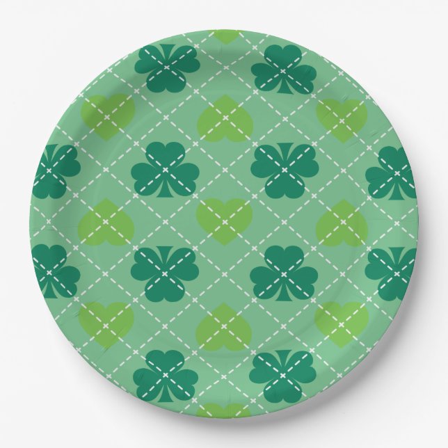 Shamrock Pattern Paper Plates (Front)