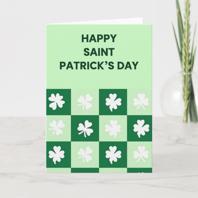 Shamrock Pattern Saint Patricks Card (Front)