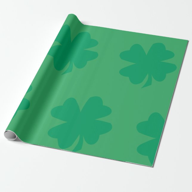 Shamrock Pattern Sea Green St Patrick's Day 2024 Wrapping Paper (Unrolled)