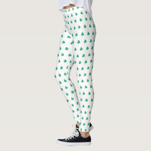 Shamrock Pattern St. Patrick's Day Green White Leggings