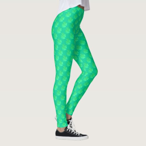 Shamrock Pattern St Patricks Day Light Green Girly Leggings