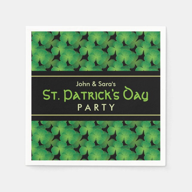 Shamrock Pattern St. Patrick's Day Party Napkins (Front)