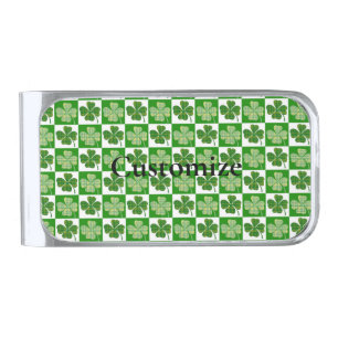 Shamrock Pattern  Thunder_Cove Silver Finish Money Clip