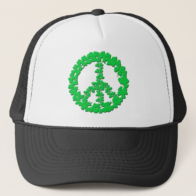 Shamrock Peace Sign Products Trucker Hat (Front)